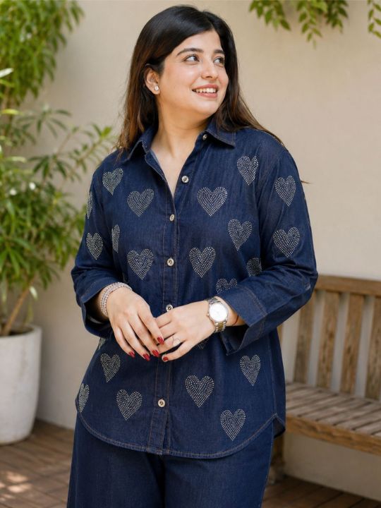 Premium Denim Heart Serosky Co-ord Set
