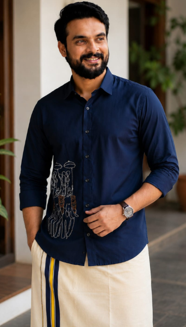 Embroidery Designs Shirts Cotton Shirts with Thread Embroidery 1